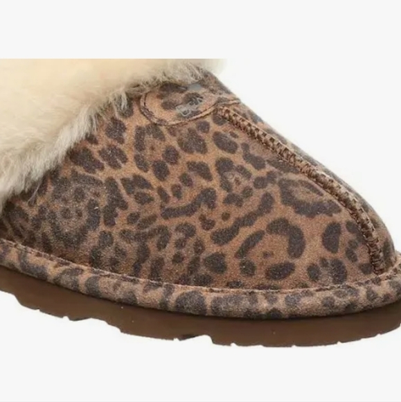BEEARPAW LOKI II, WOMENS SUEDE SLIDE SLIPPERS - ANIMAL PRINT - SZ 7 - Picture 2 of 7